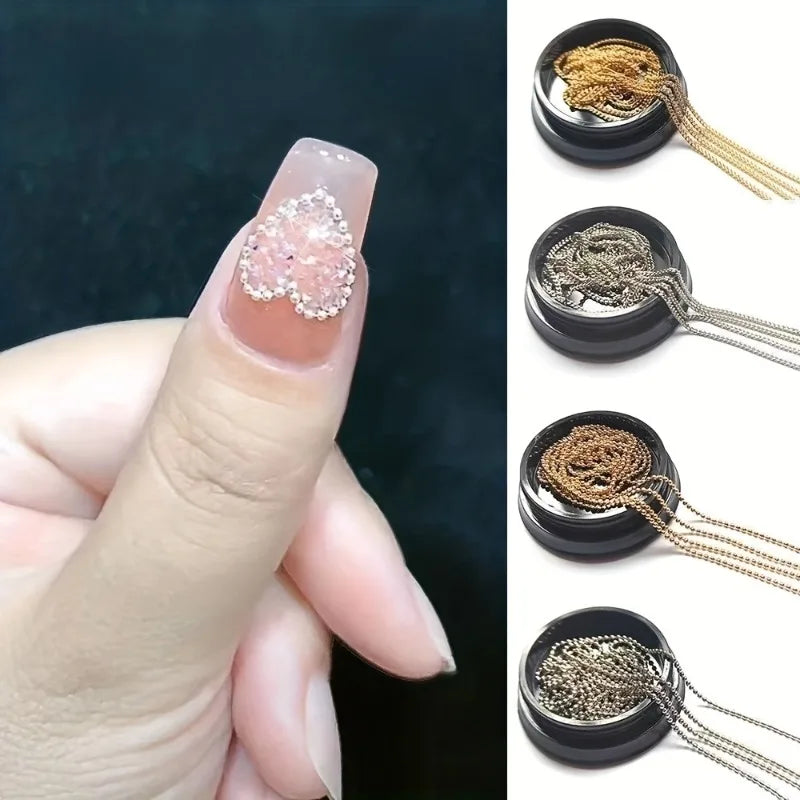 Alloy Colors O Shape Chain Ball Nail Art DIY Accessories Charm Qme 1 set
