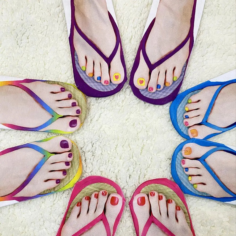 Fashion Canvas Flip Flop Shoes Cotton Socks 3D Printed Skeleton Summer Funny Kawaii Skull Foot Low Cut Ankle Socks For Women Sox Qme
