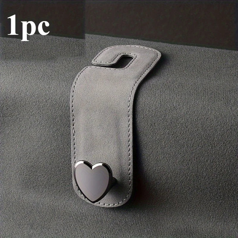 Cute heart-shaped vehicle storage pendant wallet bag, car interior seat backrest storage accessories, SUV sedan universal Qme Gray