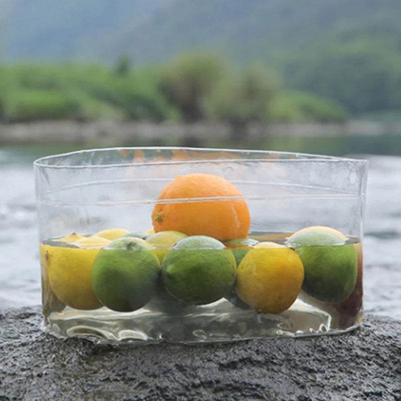 Foldable Transparent Bucket Picnic Fruit Basket Portable Clear Water Qme