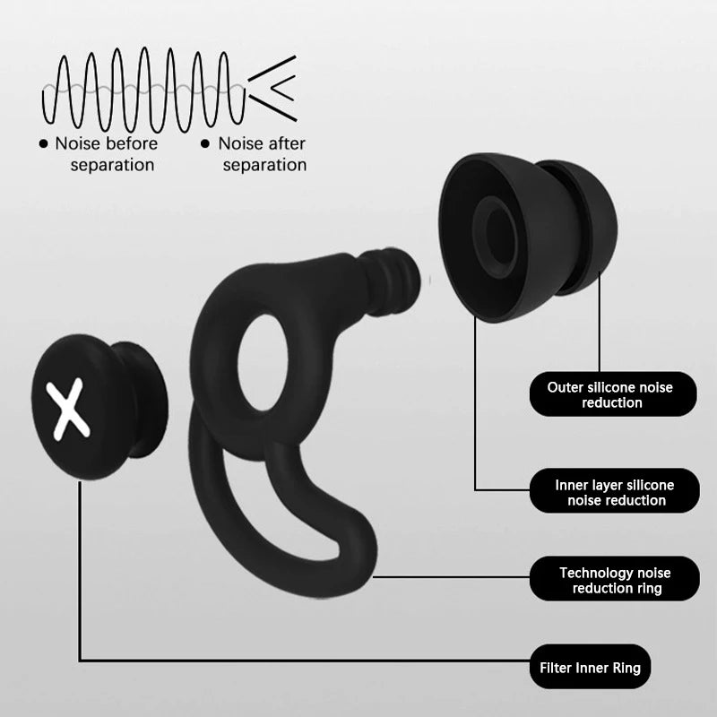 Waterproof Silicone Ear Plugs Soft Comfortable Noise-cancelling Qme