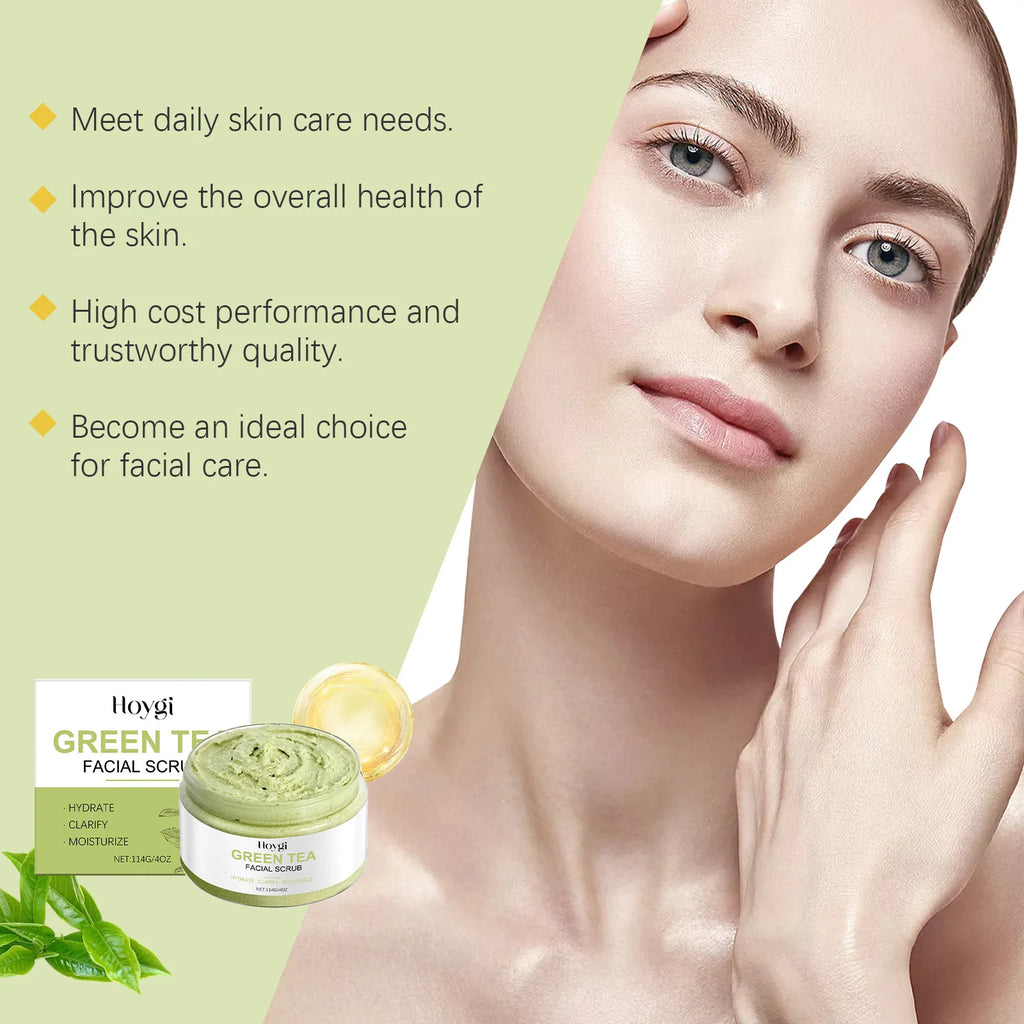 Green Tea Facial Scrub Deep Pore Cleansing Hydrating Blackhead Removal Dead Skin Gentle Exfoliating Scrub Skin Renewal Skin Care Qme