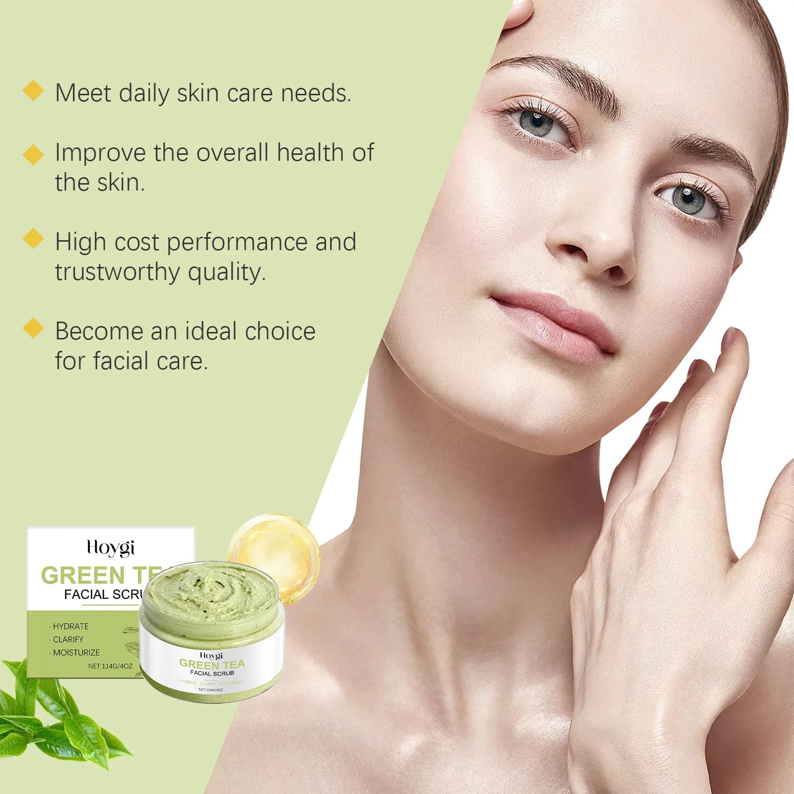 Green Tea Facial Scrub Deep Pore Cleansing Hydrating Blackhead Removal Dead Skin Gentle Exfoliating Scrub Skin Renewal Skin Care Qme