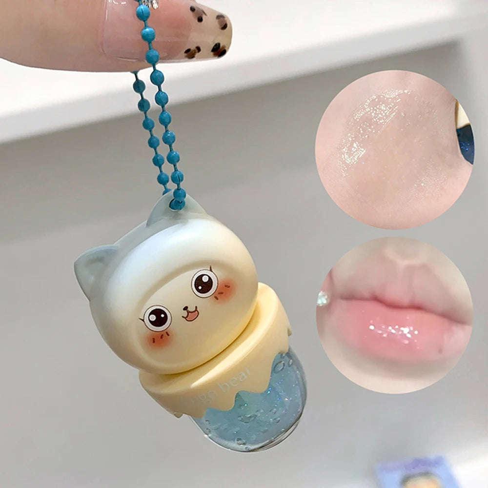 Gege Bear Cute Fruit-flavored Lip Oil Can Be Key Pendant Hydrating Qme