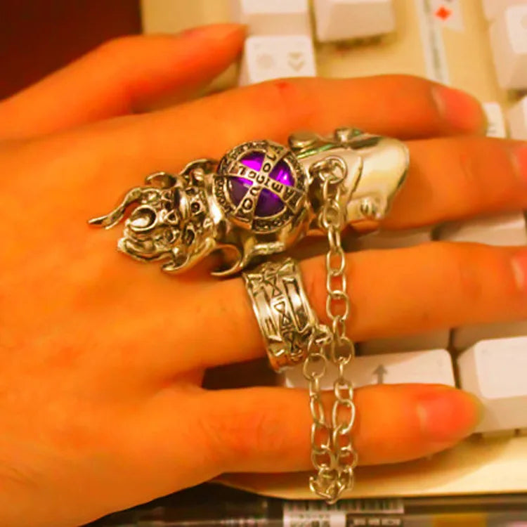 Fashion Japan Anime Hitman Reborn Joint Ring Gemstone Revolving Rings Cosplay Props Figure Toys Punk Gothic Fans Party Gifts Qme PURPLE