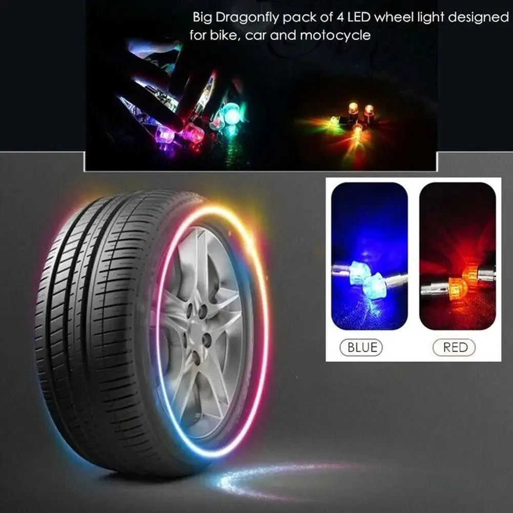 Wheel Lights LED Bicycle Valve Light Universal Car Neon Lamp Cover Qme