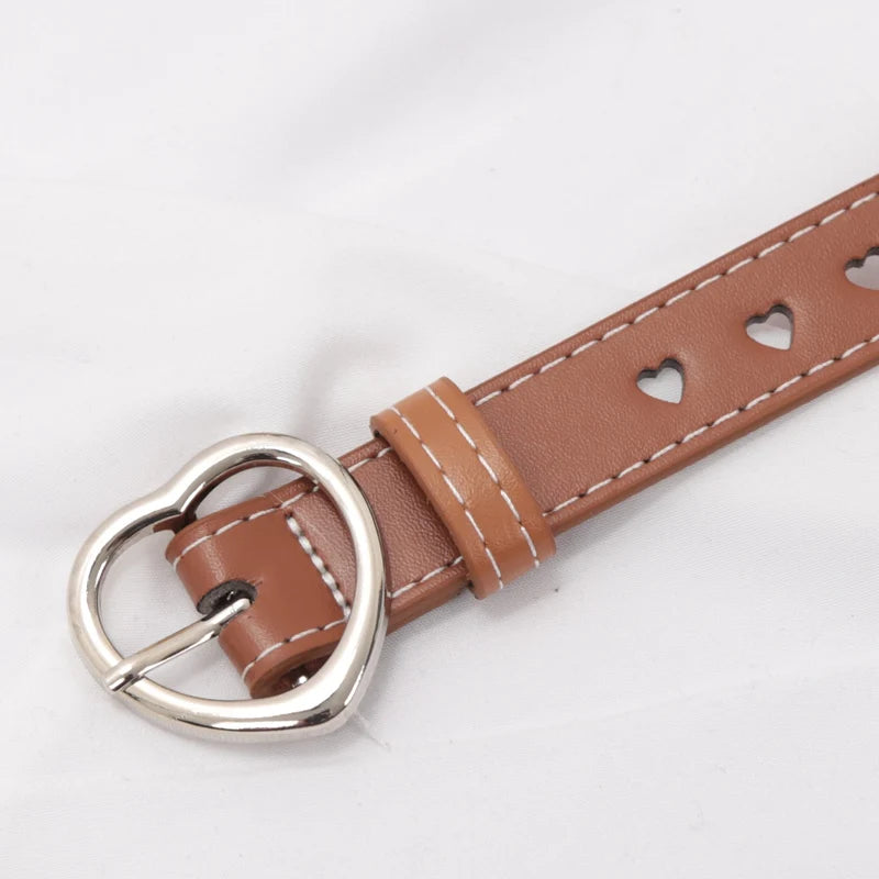 Women PU Leather Belt Hollow Out Loving Heart Ladies Waist Qme A2 100cm China Mainland