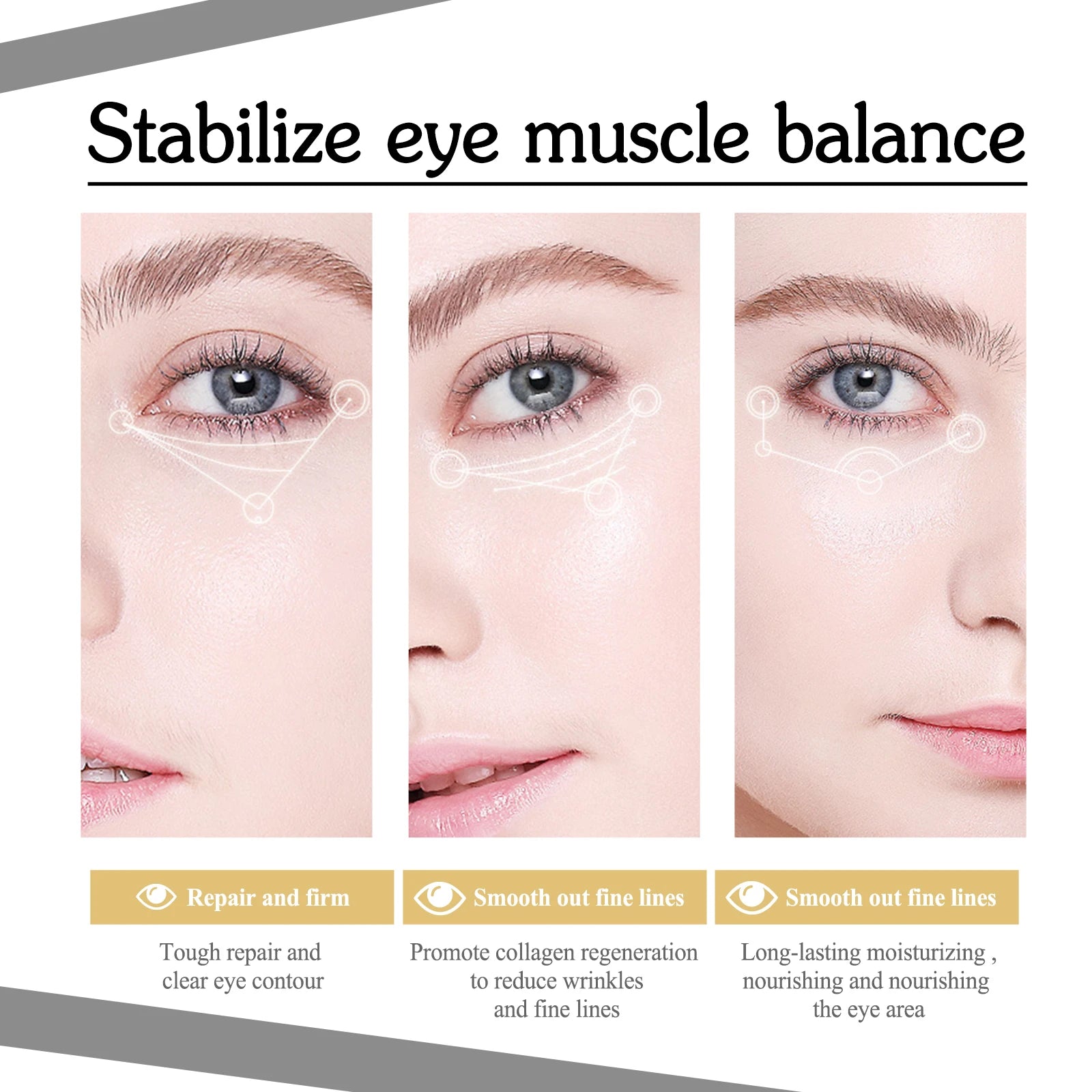 Firming Eye Gel Lighten Fine Lines Dark Circles Lifting Puffy Remover Eye Bags Anti-Puffiness Moisturizing Brightening Eye Care Qme
