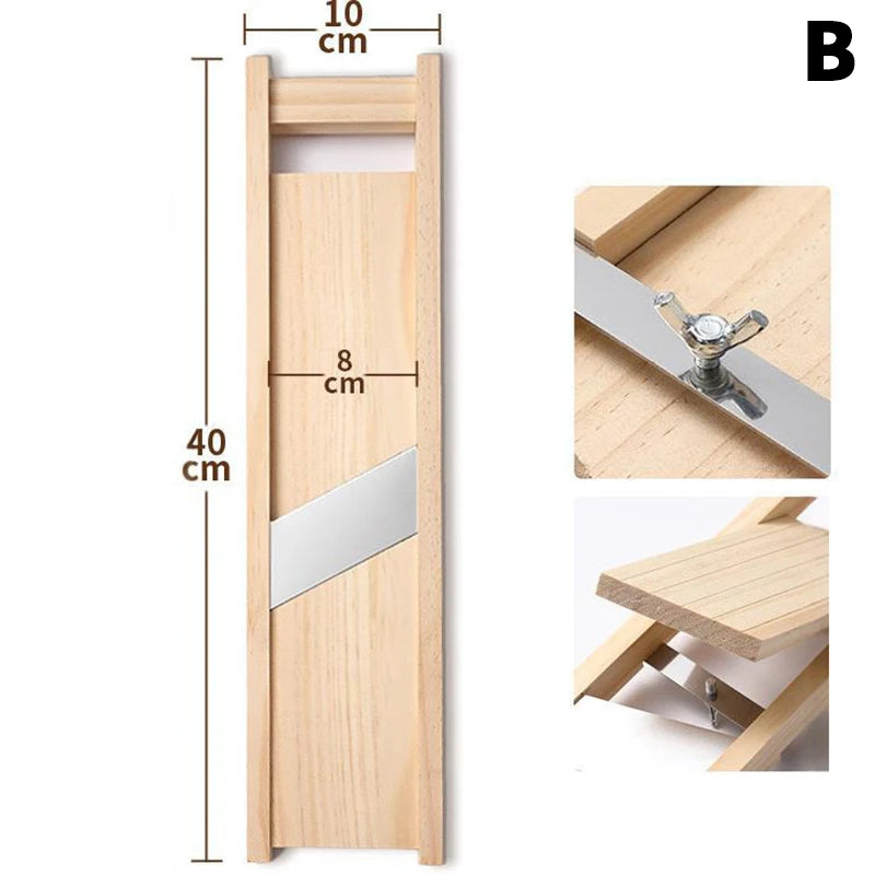 Multifunction Wooden Vegetable Cutter Steel Slicer Potato Peeler Qme B