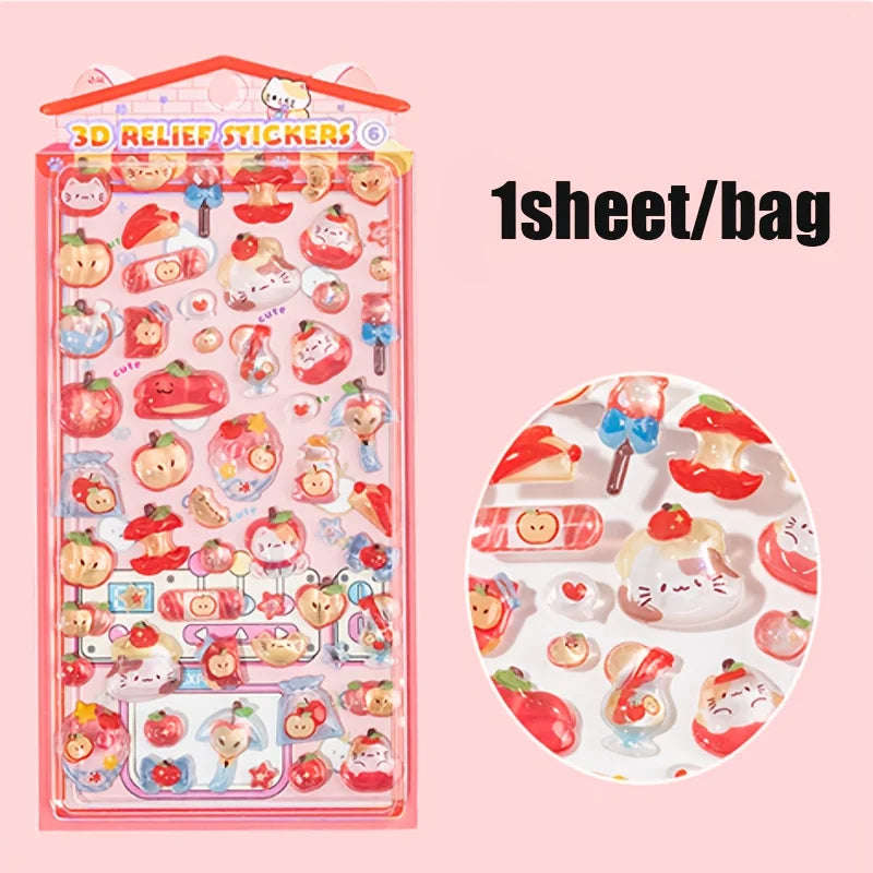 1 Sheet 3D Puffy Jelly Candy Stickers Wobble Sensory Game for DIY Crafts Scrapbooking Journal Laptop Decoration Qme 3