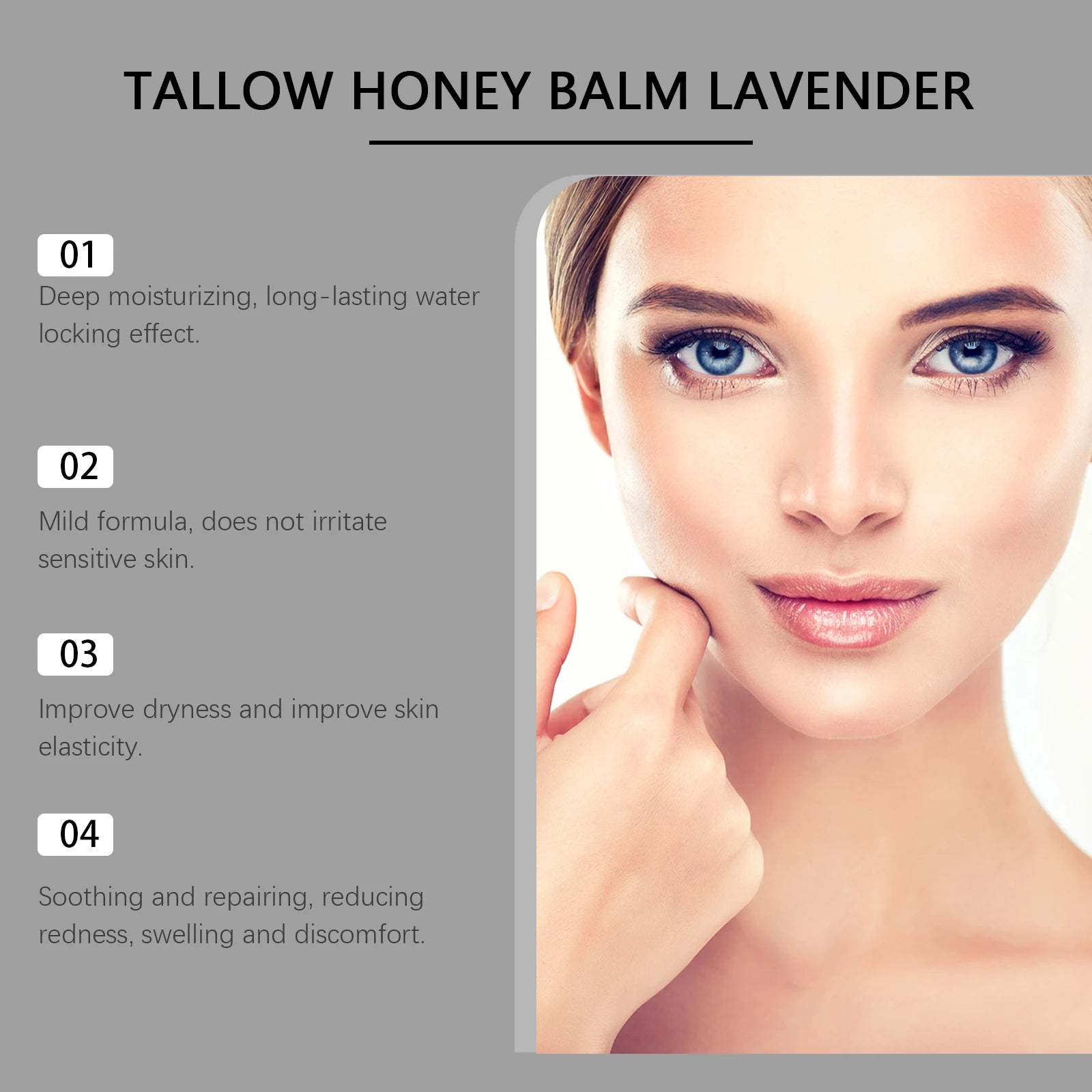 Beef Tallow Honey Cream Moisturizing Firming Soft Smoothing Skin Soothing Reduce Redness Hydrating Nourishing Tallow Honey Balm Qme
