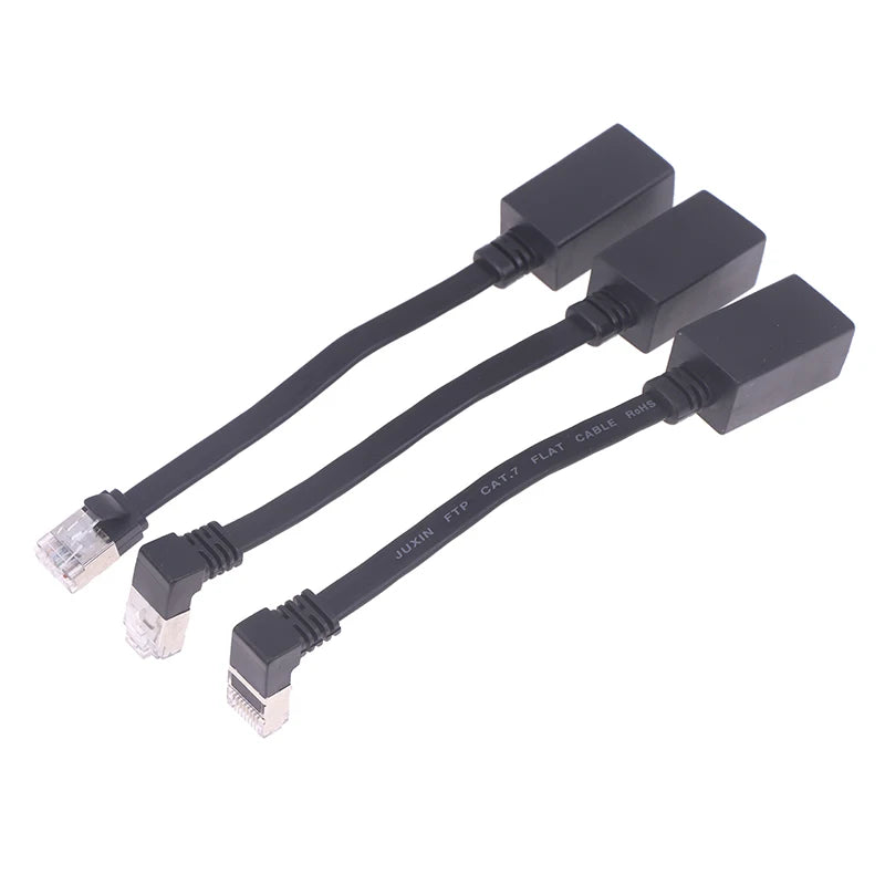 90 Degree CAT7 Network Extension Cable Flat Ultra Right Left Angle Qme