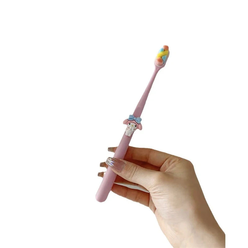 Hello Kitty Kuromi Soft-Bristle Toothbrush Couples' Set Student Cartoon Jade Tooth-Protecting Toothbrush Qme