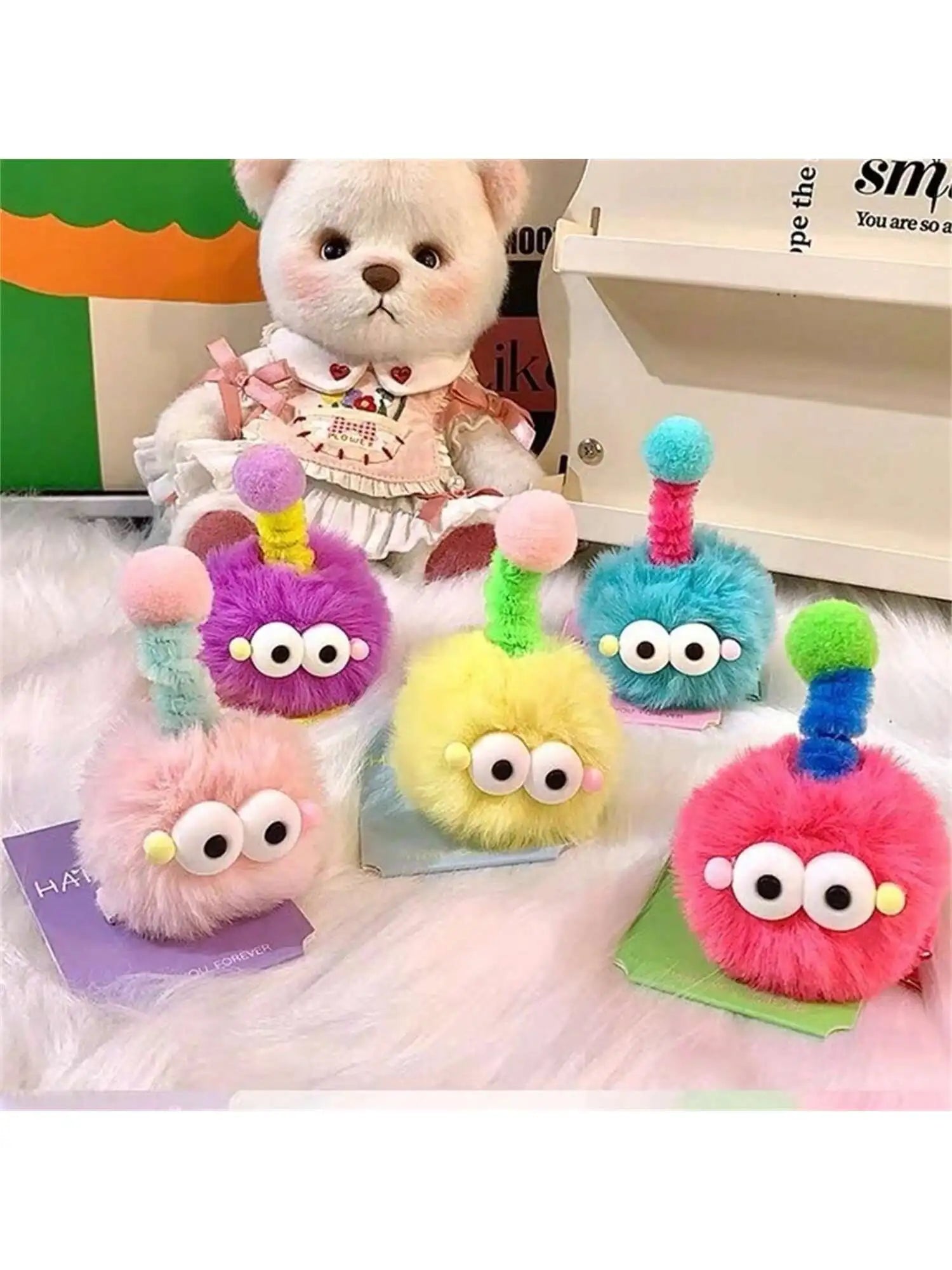 Women's Hair Clips Colorful Cute Furry Baby Coal Balls Soft Cartoon Qme