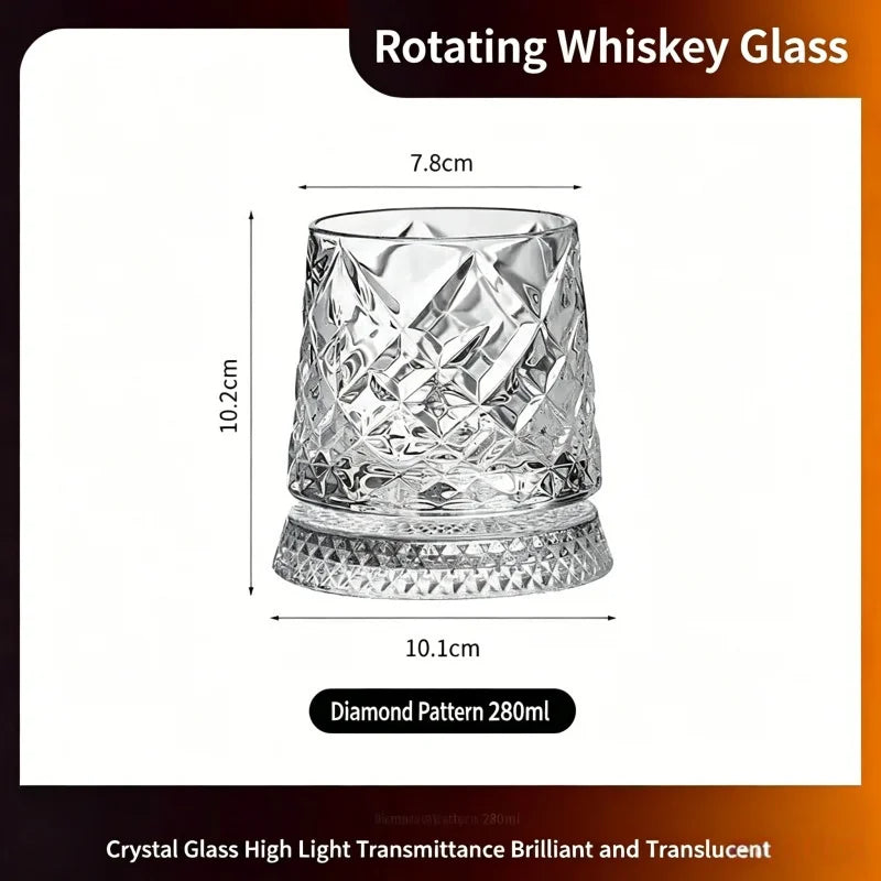 280ml Rotating Whiskey Glass Crystal Rum Glass Cocktail Party Drinking Gift Creative Crystal Premium Beer Glass Qme B 260ml