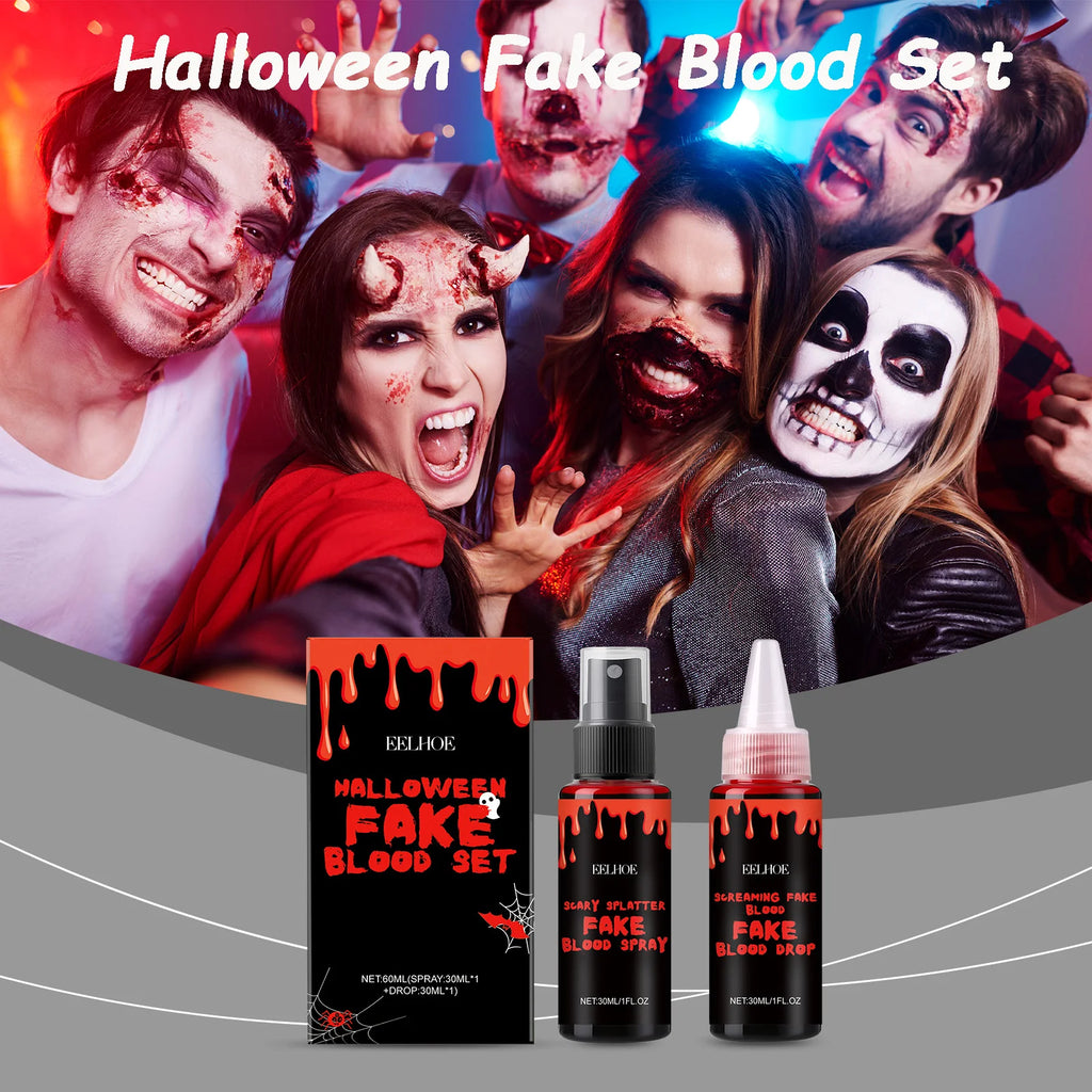 Halloween Fake Blood Set Realistic Fake Blood Styling Set for Festive Scary Party Supplies Realistic Special Effects Makeup Set Qme