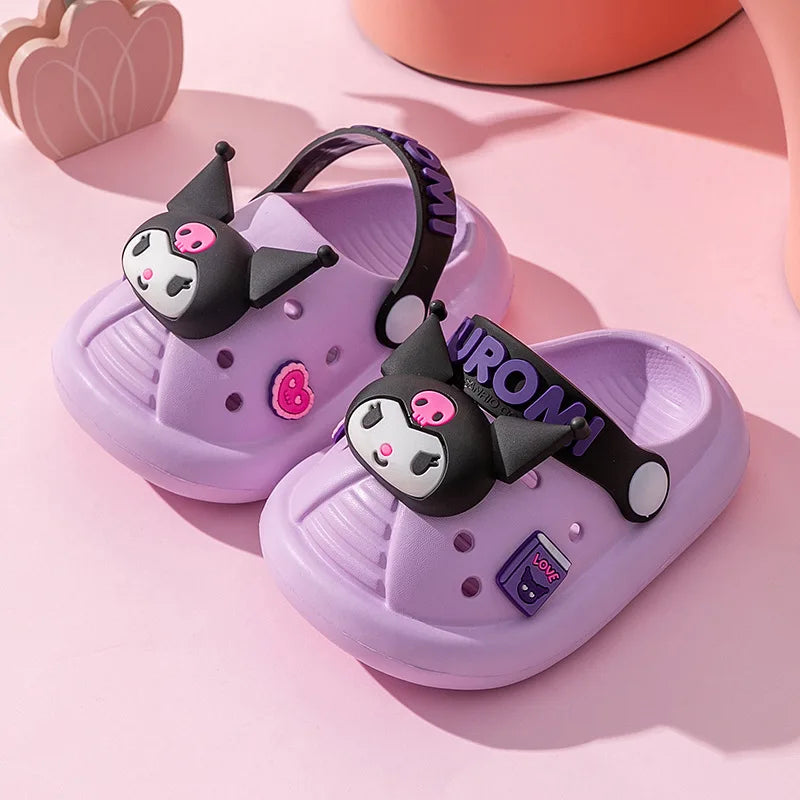 Hello Kitty Kuromi Garden Slippers Cute, Soft-Soled EVA, Non-Slip Indoor Home-Use Holey Slippers Qme 1 150mm Sizes 22-23