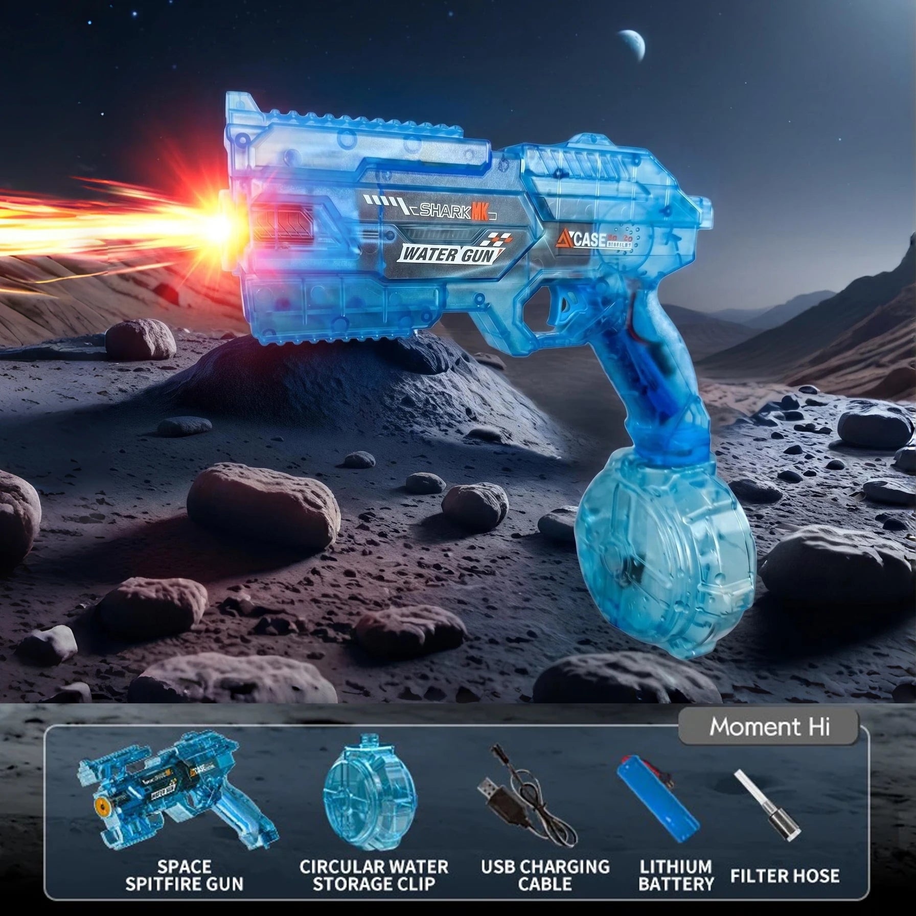 Electric Water Guns For Adults Powerful Squirt Automatic Water Suction Water Blasters Summer Outdoor Beach Toy For Boys Kid Gift Qme SKY BLUE