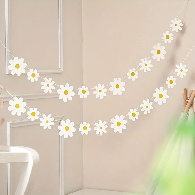 12 White Daisy Flower Decoration Banners Qme WHITE