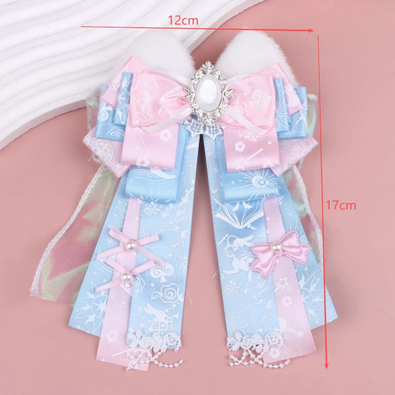 Ladies Lolita Bow Tie Butterfly Bow Versatile Ribbon Brooches Pins Shirts Skirts Accessories Handmade Jewelry Gifts Qme