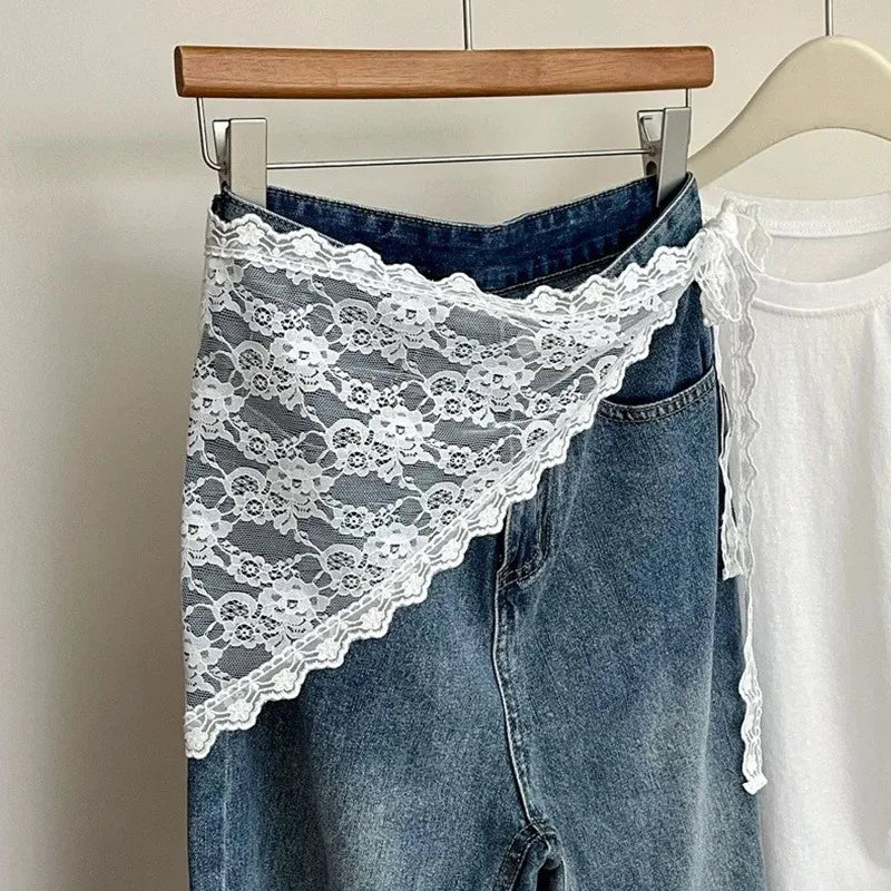 Russian Lace Skirt Fart Curtain Women's Hair Towel Triangle Short Qme White A