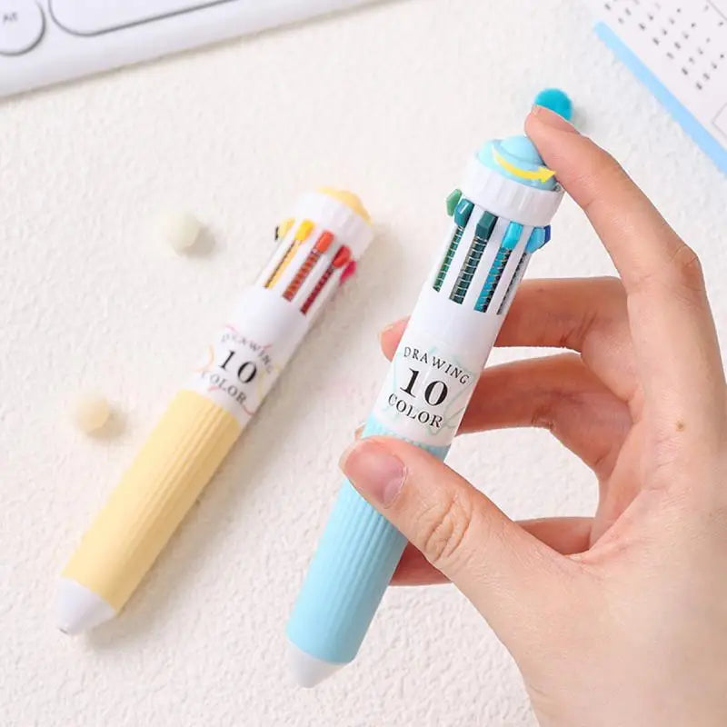 Soft Grip Press Ballpoint Pen Multicolor Writing Drawing School Qme