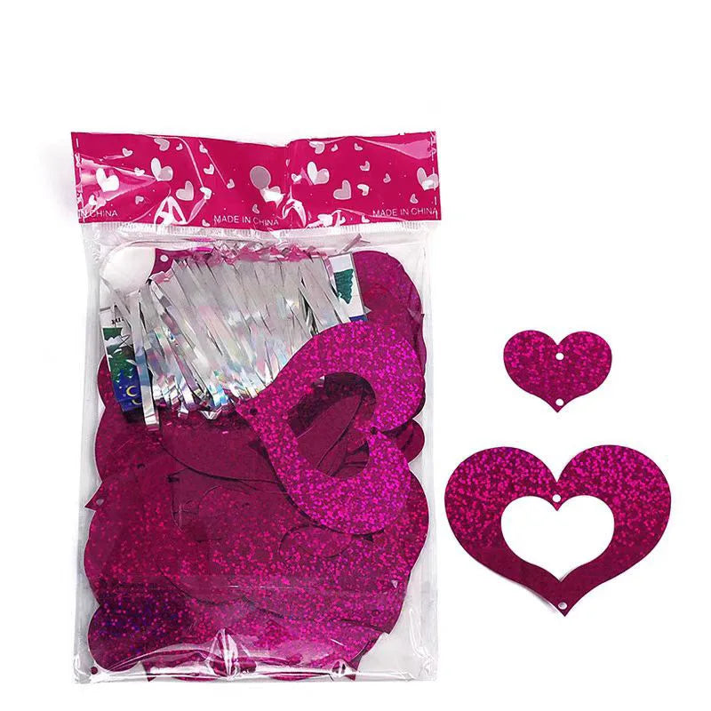 100Pcs Rain Silk Pendant Decoration Balloon Party Decoration Venue Layout Heart-shaped Balloon Sequin Pendant Decoration Qme Rose