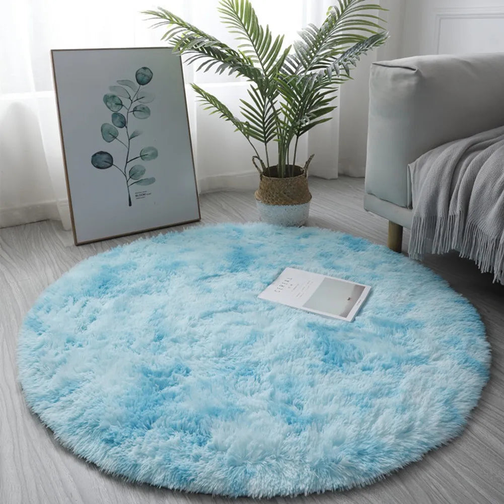 Super Soft Plush Round Rug Mat Anti-Skid Fluffy-Mat White Pink Carpets For Living Room Home Bedroom Bedroom Decoration Qme Blue 40CM