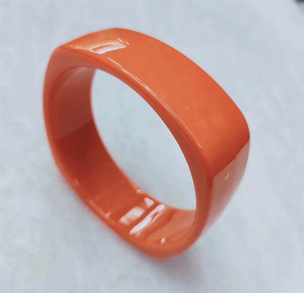 Vintage Acrylic Cuff Fashion Bangles for Women New Trendy multicolour Wide Geometric Resin Simple Bracelets Charm Jewelry Qme Orange 60-64mm