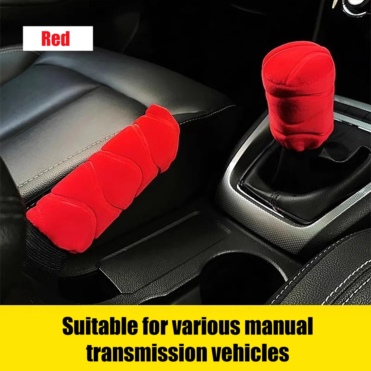 2-piece Car Gear Lever Plush Handbrake General Motors Interior Qme Red