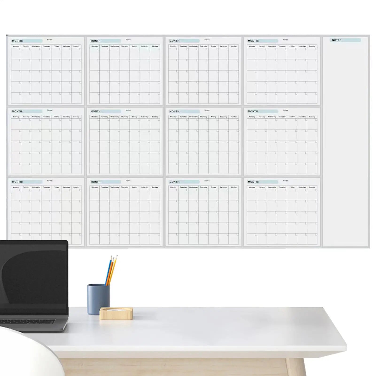 Updated Year Calendar Huge Wet & Dry Erase Schedule Planner Calendar Reusable Blank Whiteboard Yearly Calendar for Home Qme
