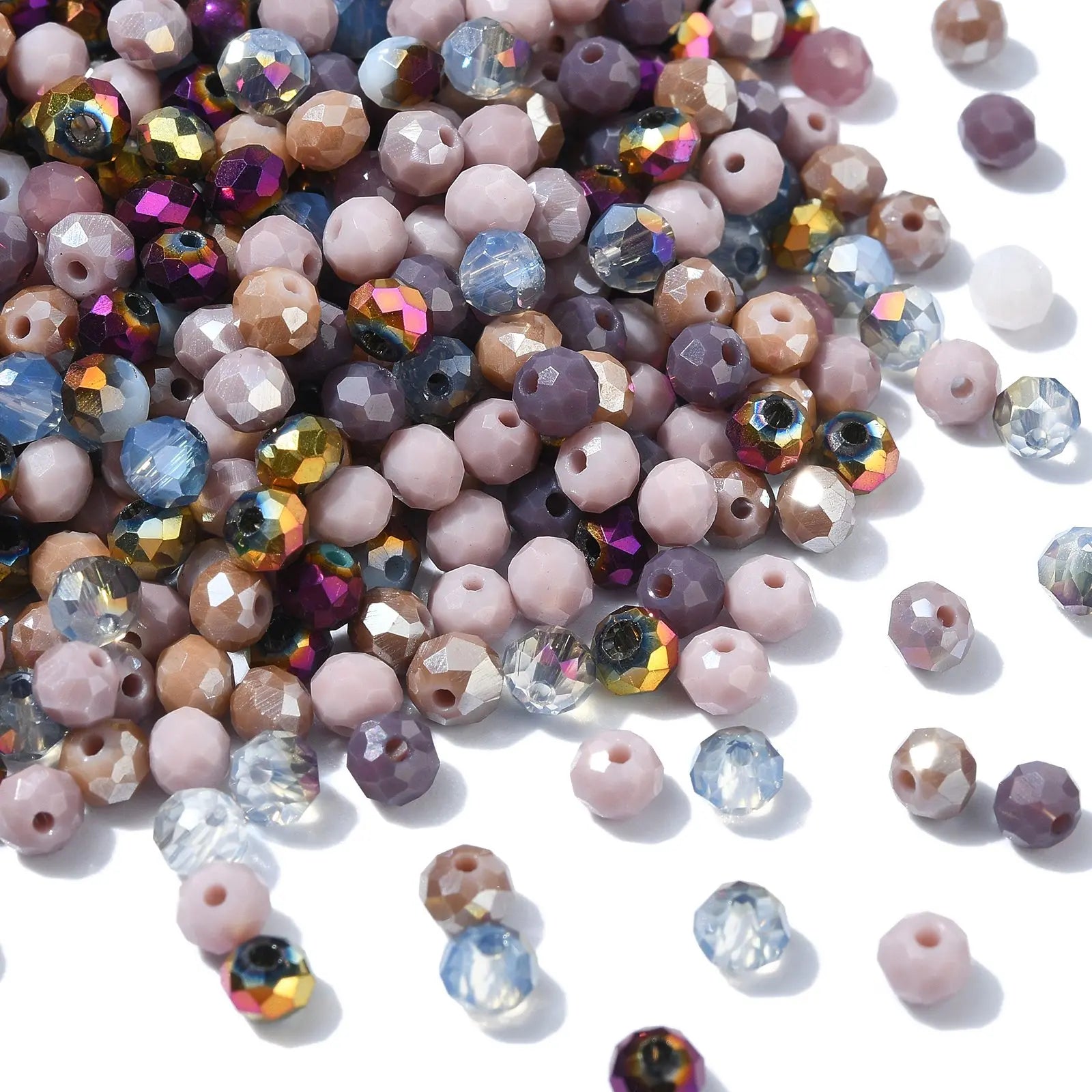 PandaHall 500Pcs 4mm Pink Glass Beads Kit Pink Series Crystal Faceted Rondelle Spacer Beads Bulk for Bracelets Jewelry Maki Qme Purple
