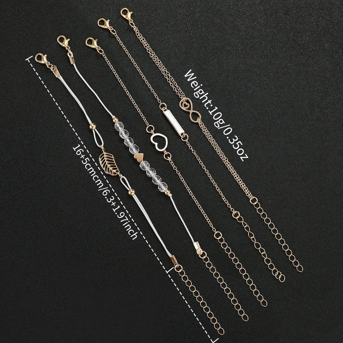 6PCS Bracelet Women's Watch Set Women's PU Leather Strap Quartz Watch Bracelet Set Qme