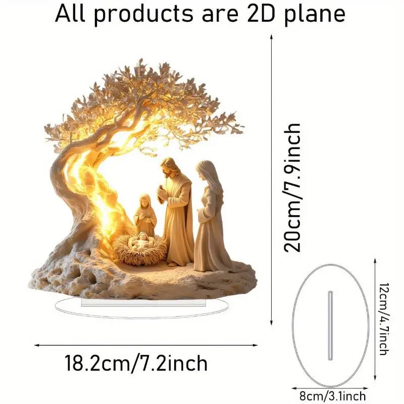 Acrylic Christmas Nativity Scene Flat 2D Ornament Desk Decor Jesus Qme