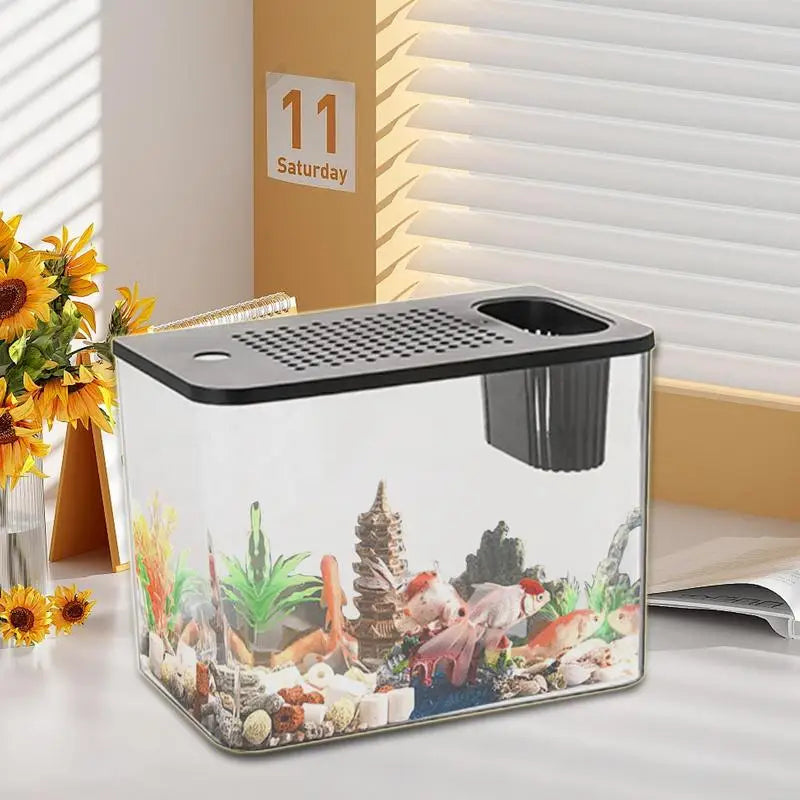 Fish Tank Aquarium Transparent Turtle Bowls Small Aquariums Qme
