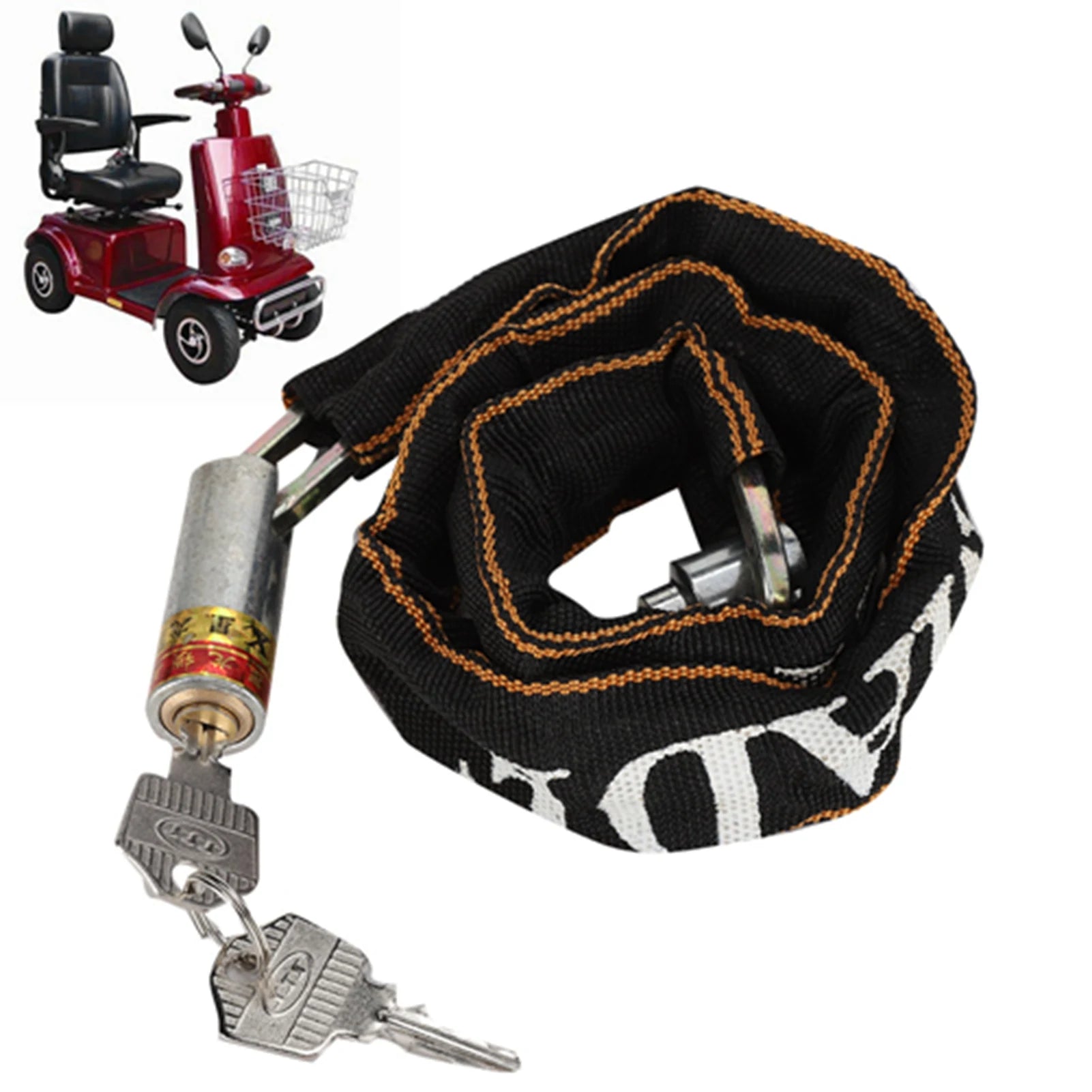 Chain Lock Anti Theft Motorcycle Mobility Scooter Chain Lock 80cm/31.5in Security Bike Lock with 2 Keys Mobility Scooter Lock Qme