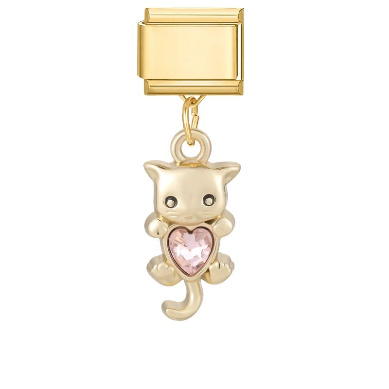 1PC Charm Cute Cartoon Pearl Dogs Horse Pendant Italian Charm Link Fit 9mm Bracelet Stainless Steel DIY Jewelry Making Wholesale Qme Style 15