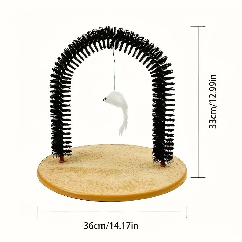 Cat grooming device, indoor cat brush toy, arch grooming device, cat massager toy Qme