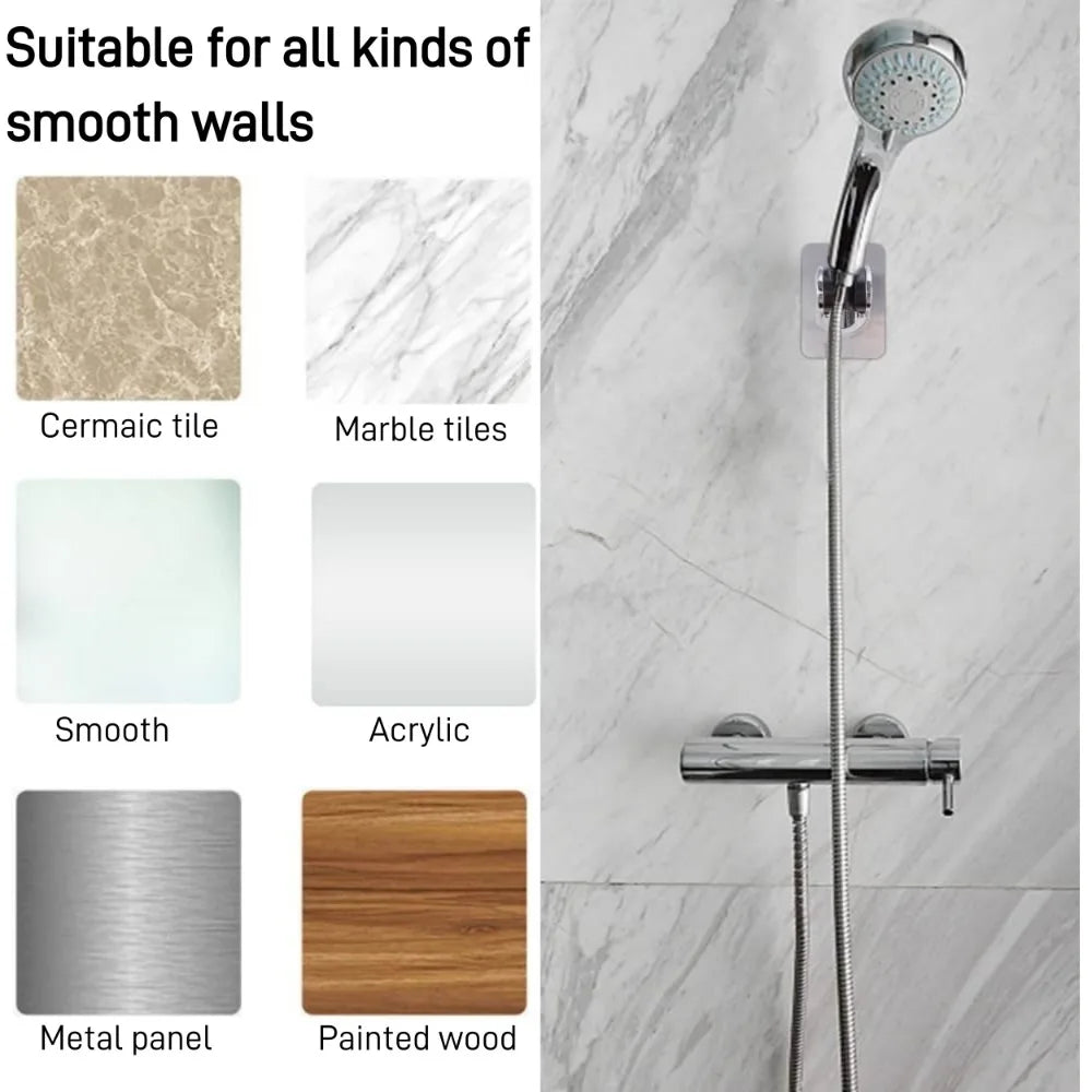 1PCS Universal Shower Head Bracket Self-adhesive Wall Mounted Adjustable Bathroom Shower Head Fixed Bracket Bathroom Accessories Qme