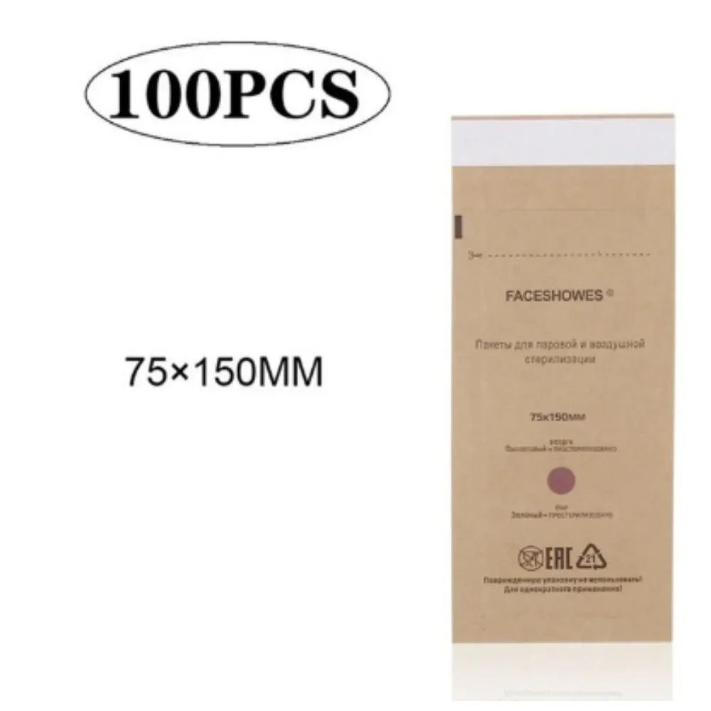 Nail Sterilizer Manicure Kraft Bags Art Clean Bag Sterilization Qme 100Pcs 75X150MM