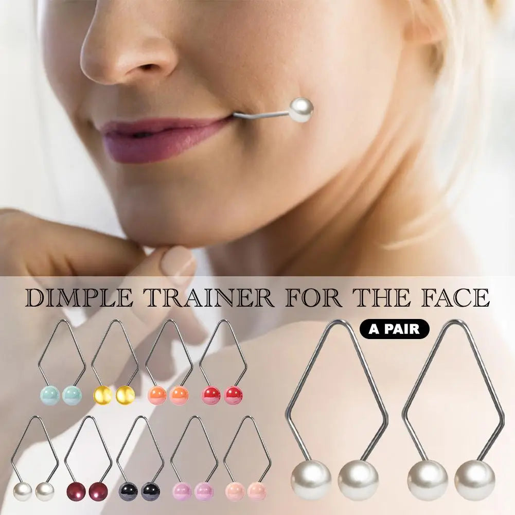 1 Pair Dimple Makers Cheeks Maker Balls Face Improve Smile Easy Wear Qme