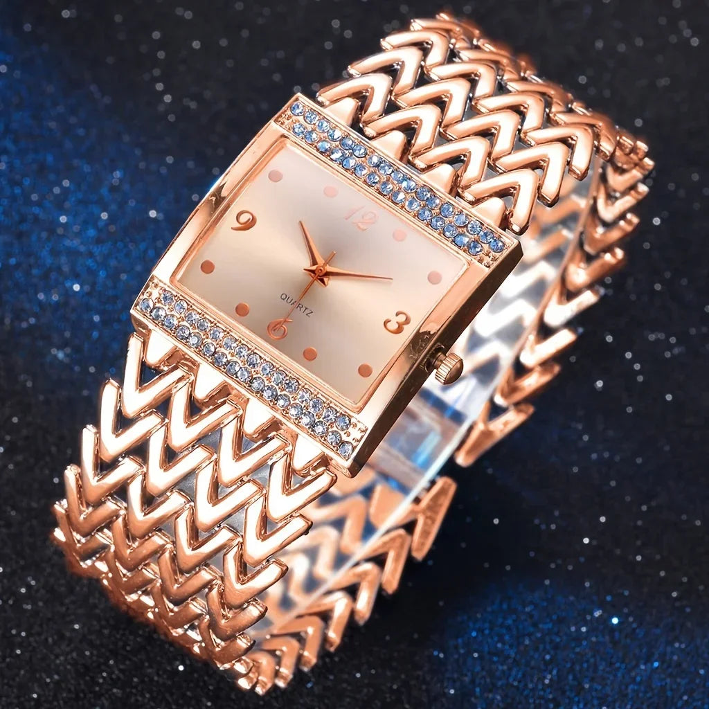 Fashion Luxury Bracelet Watches For Women Stylish Golden Silver Stainless Strap Ladies Quartz Wristwatch Clock Casual Qme