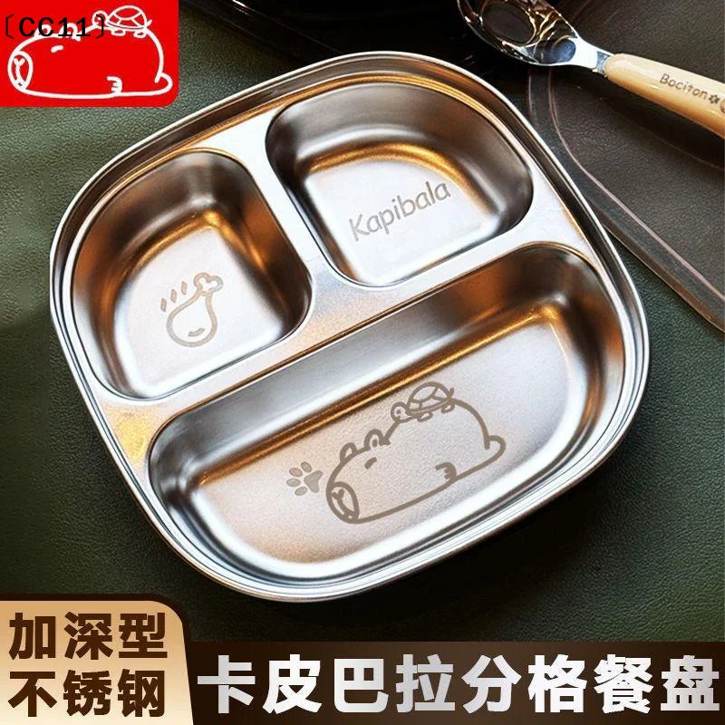 Capybara 2 3 4 Grids Food Plate Dishes Reusable Square Divided Dinner Qme