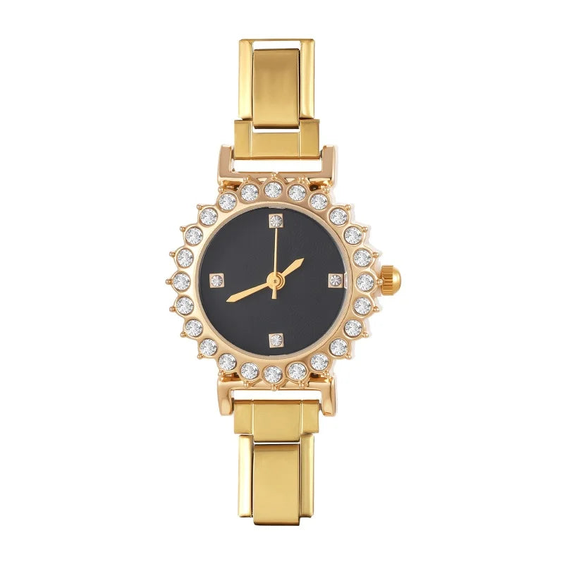 Fashion Women's Stainless Steel Round Shiny Zircon Watch DIY 9mm Width Bracelet Head For Party Friend Birthday DIY Jewelry Gift Qme S 11