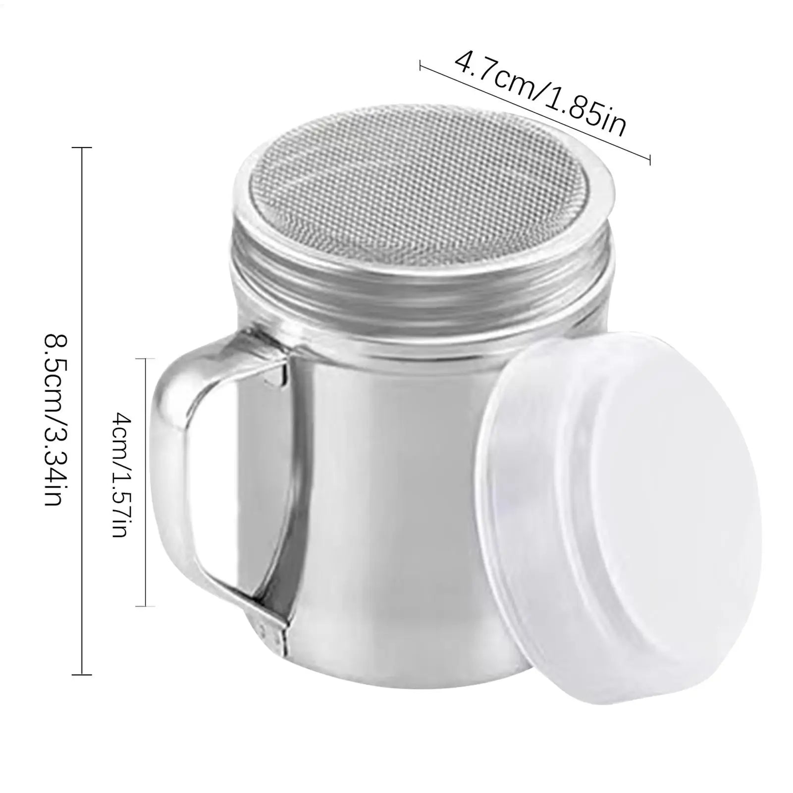 Powder Shaker Bottle Stainless Steel Salt Shakers Bottle With Dust-Proof Lid With Handle Container Jar for Coffee Flour Sugar Qme