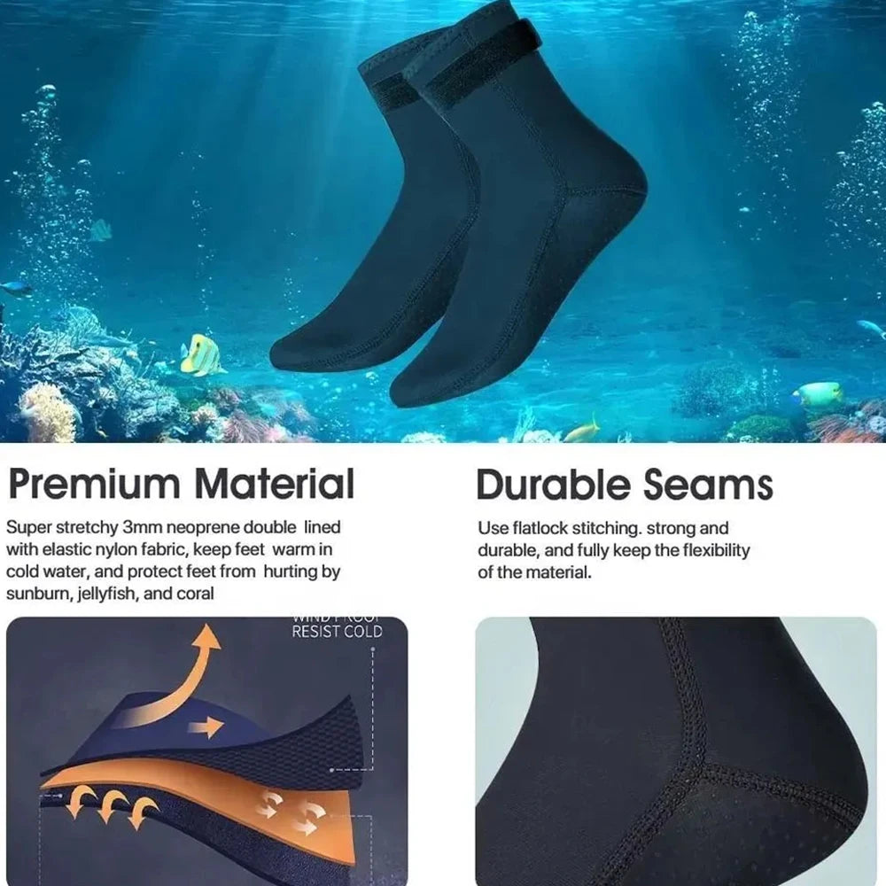 5mm Neoprene Diving Socks Wetsuit Surf Shoes Thermal Quick Dry Non-slip Swimming Boots Aqua Shoes Warm Beach Sock For Men Women Qme