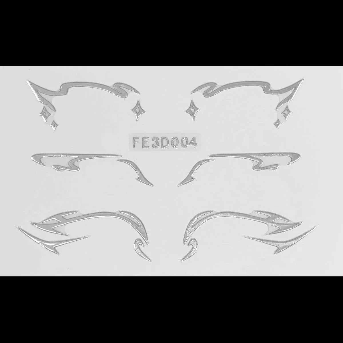 3D Metallic Punk Silver Eye Shadow Stickers Metal Eyeliner Decals Self-adhesive Futuristic Festival Party Eye Makeup Stickers Qme FE3D004