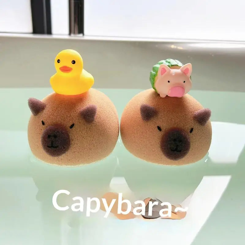 Capybara Shaped Kids Bath Sponge Ball Soft Foaming Back Scrubber Qme