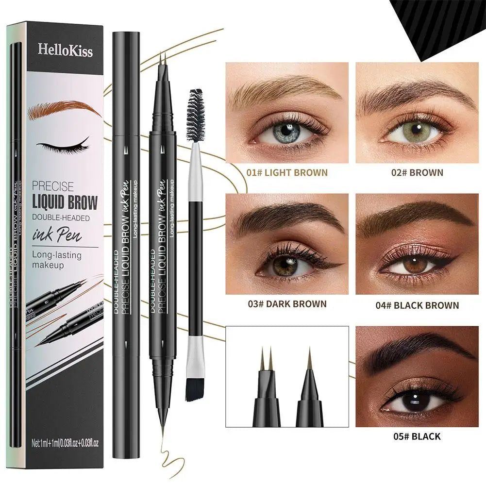 Two-pronged Eyebrow Pencil Waterproof Two-in-one Liquid Eyebrow Pencil Curved Eyebrow Pen With Fork And Precise Brush Tip Makeup Qme