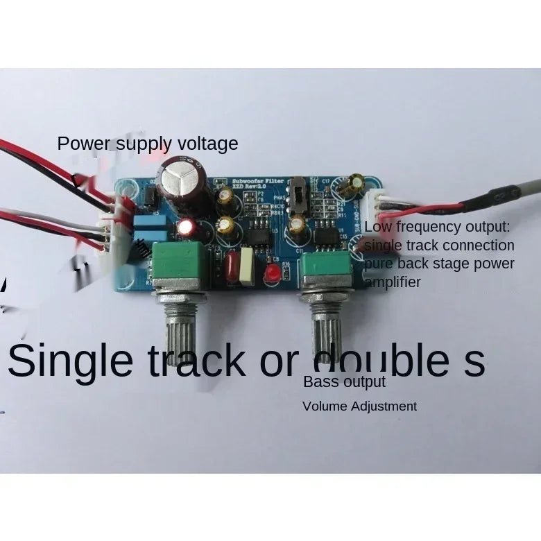 Low Pass Filter Bass Subwoofer Preamp Amplifier Board Single Power DC 9-32V Preamplifier with Bass Volume Adjustment Qme